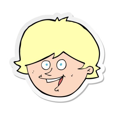 etiket bir karikatür mutlu çocuk yüz