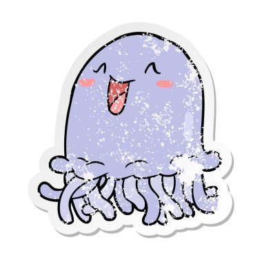 bir çizgi film denizanası sıkıntılı etiket