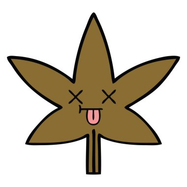 sevimli çizgi bir sonbahar yaprak