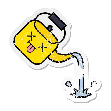 su ısıtıcısı dökülen bir sevimli çizgi sıkıntılı etiket