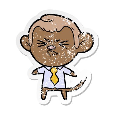 bir karikatür rahatsız maymunun sıkıntılı etiket