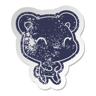 sıkıntılı eski çizgi film etiketi kawaii şirin ayıcık