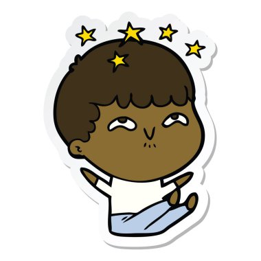 bir çizgi film hayran çocuğun etiket