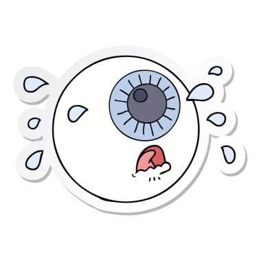 bir çizgi film göz küresi ağlama etiket