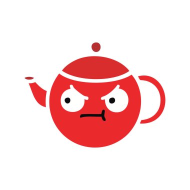 düz renk retro karikatür bir çaydanlık