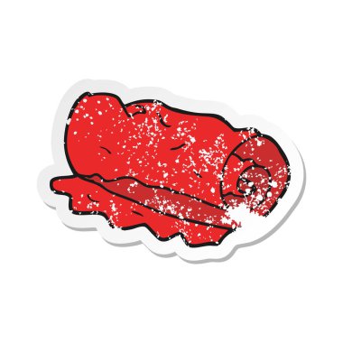 Retro etiket havlu haddelenmiş bir karikatür sıkıntılı