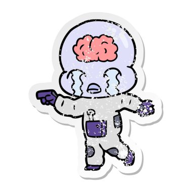 ağlayan bir karikatür büyük beyin yabancı sıkıntılı etiket