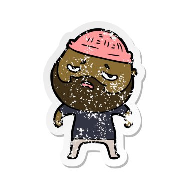 sakallı bir karikatür sıkıntılı etiket endişeli