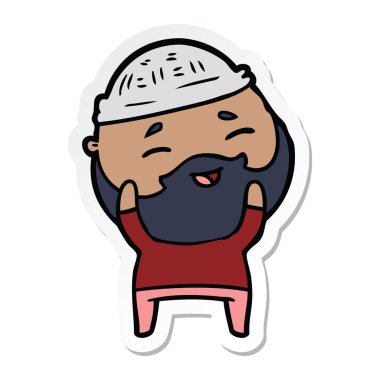 etiket karikatür mutlu bir sakallı adamın