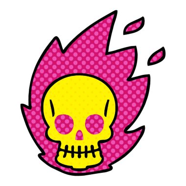 çizgi roman tarzı ilginç karikatür kafatası