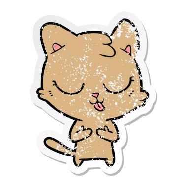 bir karikatür kedi sıkıntılı etiket