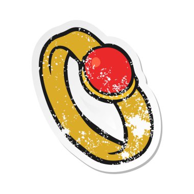 bir çizgi film halka Retro sıkıntılı etiket