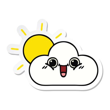 etiket bulutu ve sevimli çizgi güneş