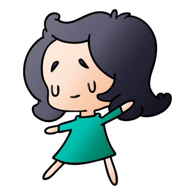 bir şirin kawaii kız degrade çizgi film gösterimi