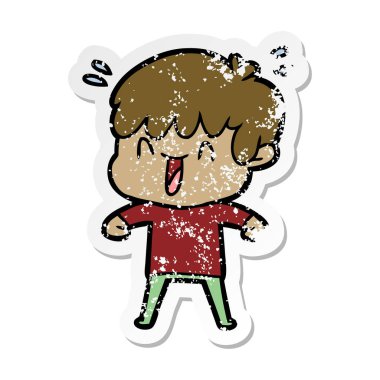 bir çizgi film gülen çocuk sıkıntılı etiket