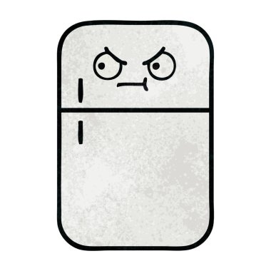 Retro grunge doku karikatür bir buzdolabı derin dondurucu
