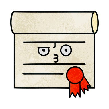 Retro grunge doku karikatür, bir sertifikanın
