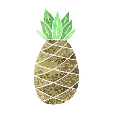 Retro illüstrasyon stil ilginç karikatür ananas