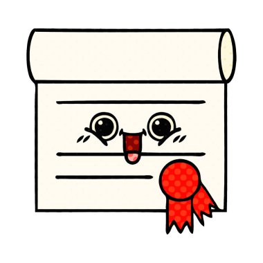 bir sertifikanın çizgi roman tarzı çizgi film