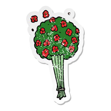 çiçekler bir karikatür demet sıkıntılı etiket