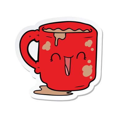 bir çizgi film kirli office kupa etiket