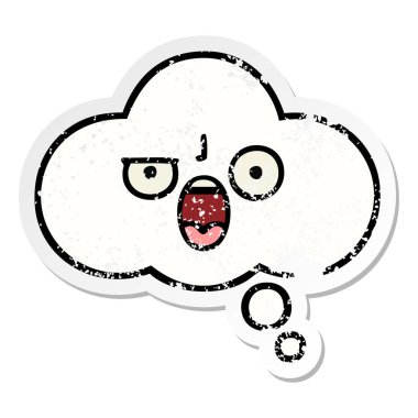 sevimli çizgi düşünce balonu sıkıntılı etiket