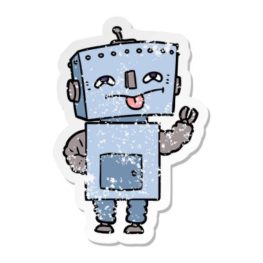 bir çizgi film robot sıkıntılı etiket