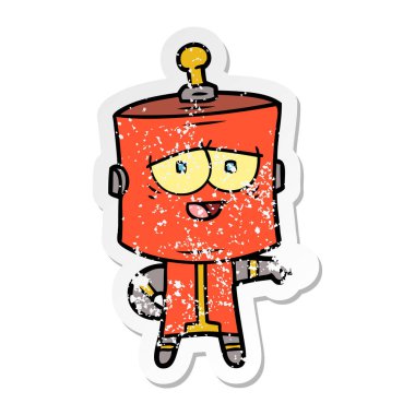 bir çizgi film robot sıkıntılı etiket