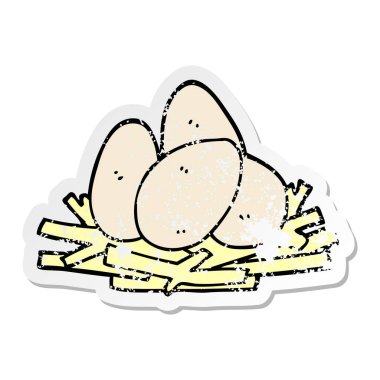 bir çizgi film yumurta yuvada sıkıntılı etiket