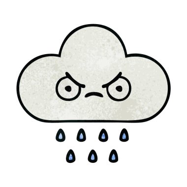 Retro grunge doku karikatür bir yağmur bulutu