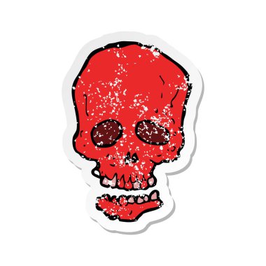 bir çizgi film kafatası Retro sıkıntılı etiket