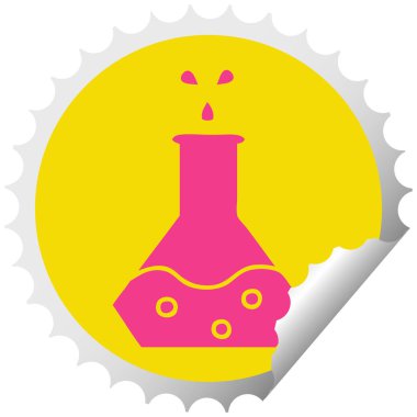 dairesel peeling etiket karikatür bir bilimsel deney