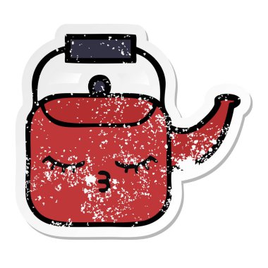 sevimli çizgi Kettle sıkıntılı etiket