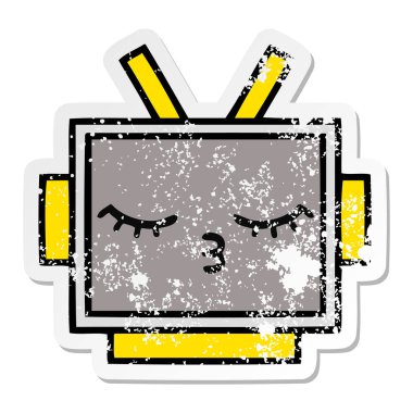 sevimli çizgi robot baş sıkıntılı etiket