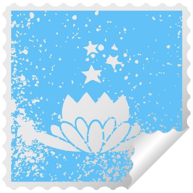 sıkıntılı kare etiketi simgesi bir çiçek peeling