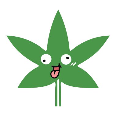 düz renk retro karikatür marihuana yaprağı