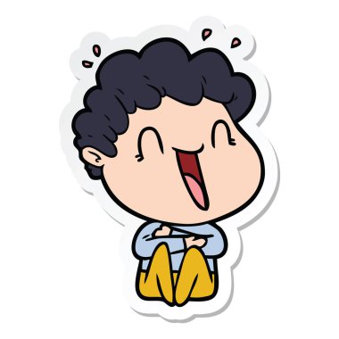 etiket karikatür mutlu bir adamın