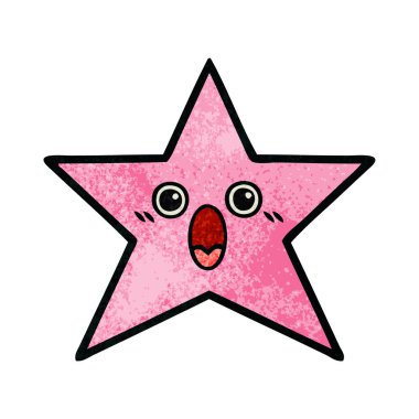 Retro grunge doku çizgi film yıldız balık