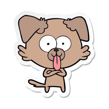 etiket yapışkanlık dışarı dil bir karikatür köpek
