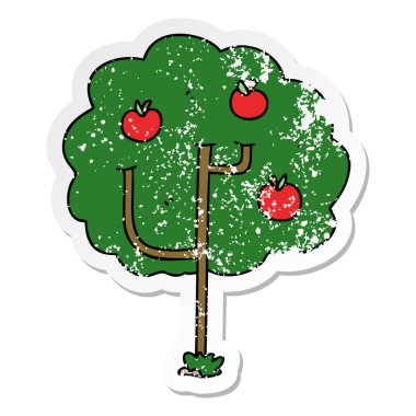 ilginç bir el sıkıntılı etiket karikatür ağaç çizilmiş