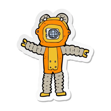 bir çizgi film derin deniz dalgıç etiket