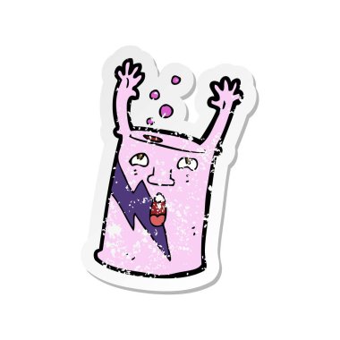 bir çizgi film soda Retro sıkıntılı etiket karakter