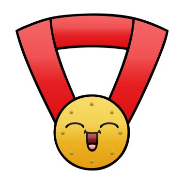 altın madalya degrade gölgeli karikatür