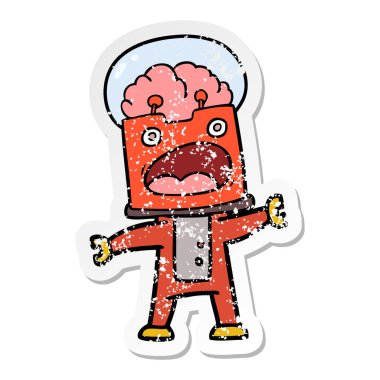 bir çizgi film robot sıkıntılı etiket