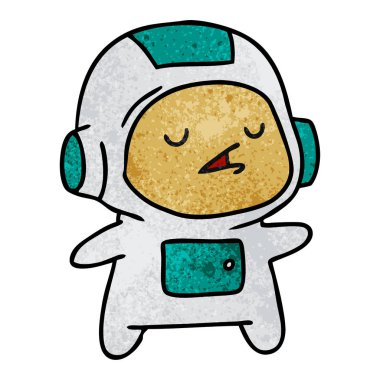 kawaii şirin astronot çocuk dokulu karikatür çizimi