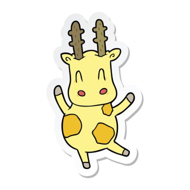 sevimli çizgi film zürafayı etiket