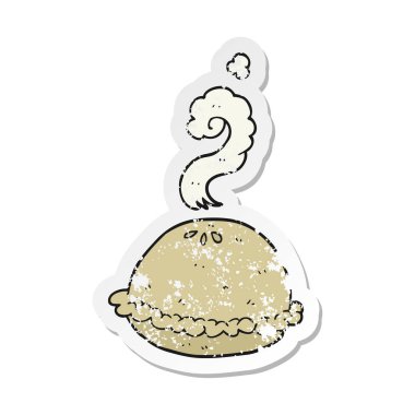 bir çizgi film sıcak pasta Retro sıkıntılı etiket