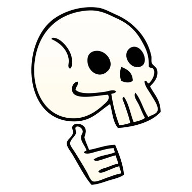 Degrade gölgeli ilginç karikatür kafatası