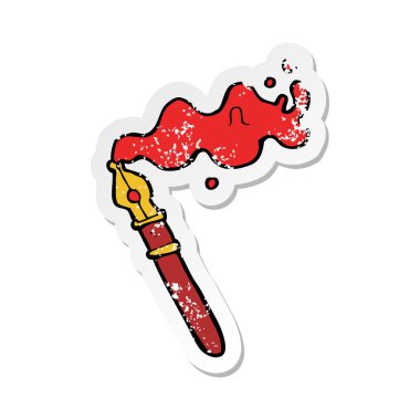 bir çizgi film dolmakalem Retro sıkıntılı etiket