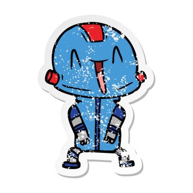 bir çizgi film robot sıkıntılı etiket